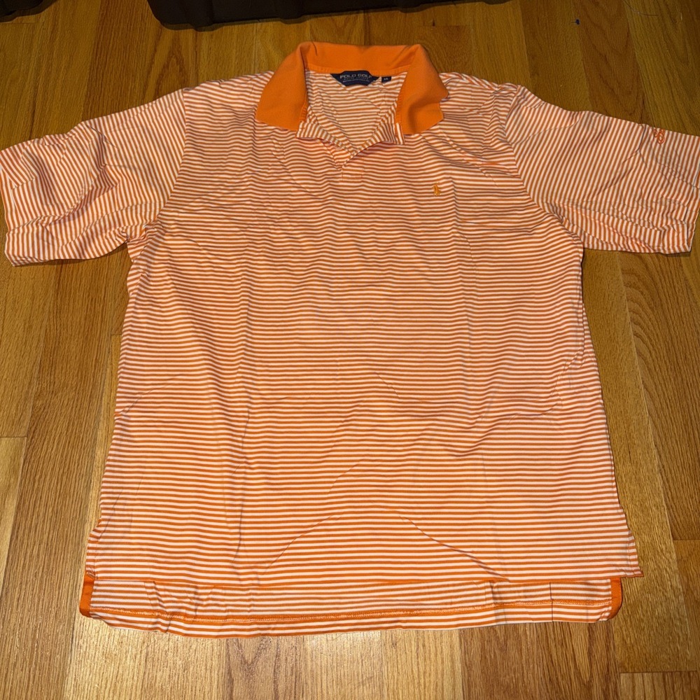 Polo Golf Ralph Lauren Performance XL Preppy/Boating  Orange/White Striped